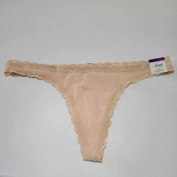 Jenni Women's Lace-Trim Thong Underwear Panties Chai NWT Plus Size XXL - Picture 2 of 5